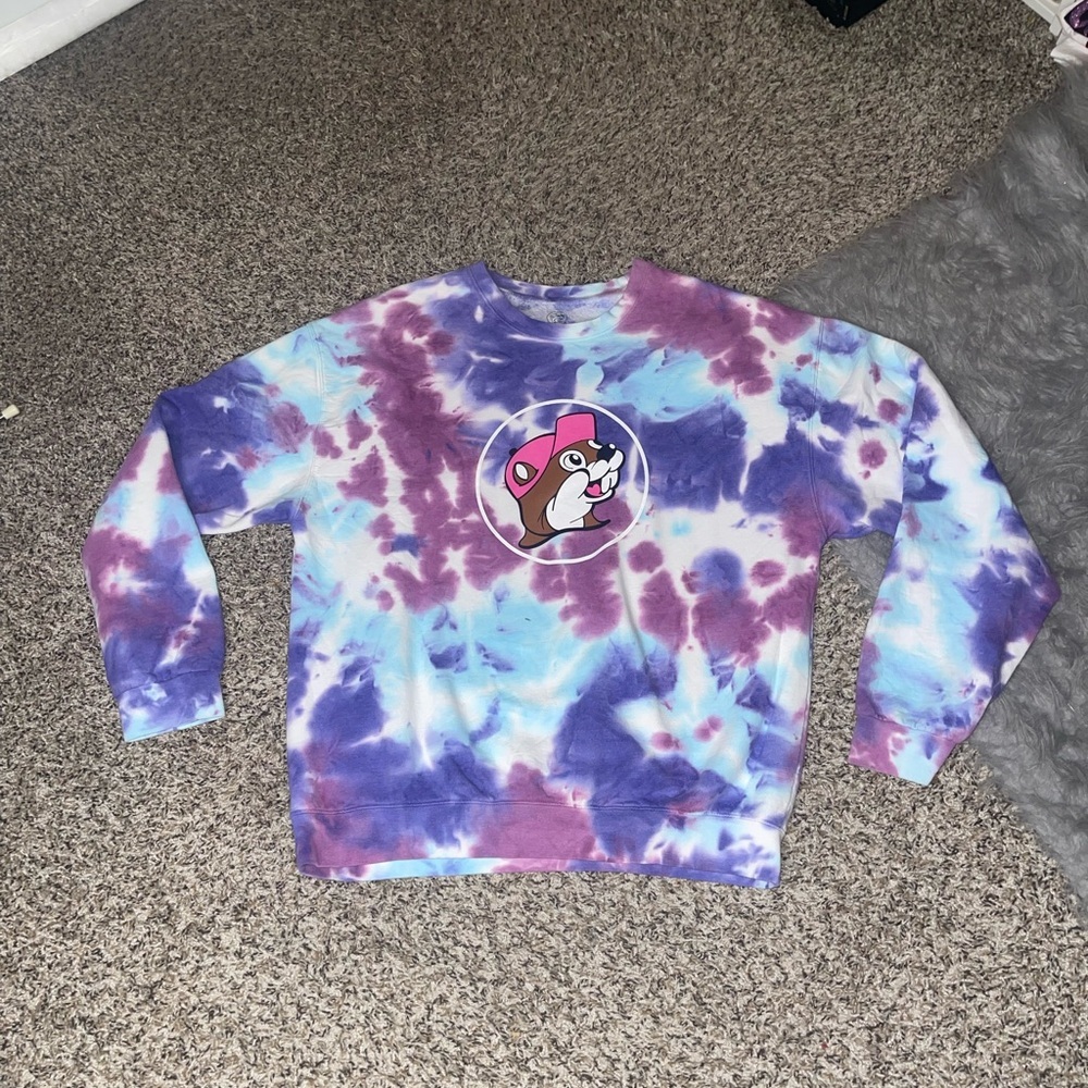 Buc-ee’s Purple and Blue Tie-Dye Sweatshirt Size XL